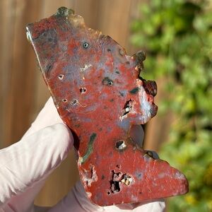 Red Ocean Jasper Crystal Polished Slab Freestanding Freeform (Sea Jasper)